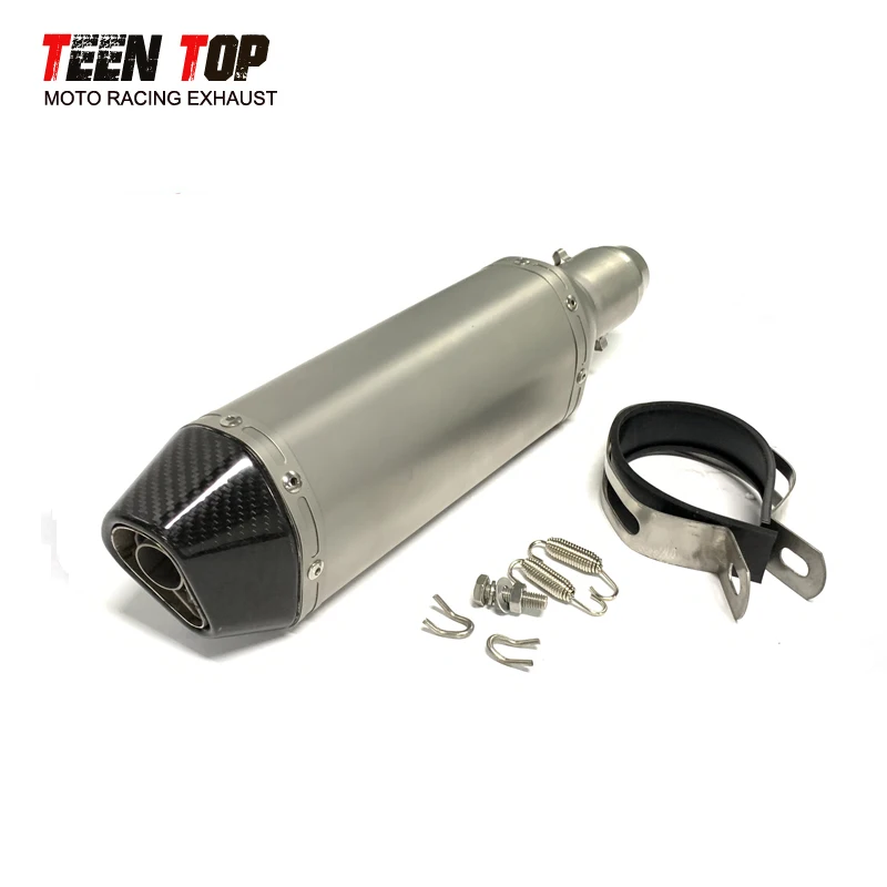 370mm Universal Motorcycle Muffler Carbon Fiber Exhaust For Benelli TRK 502 502C BJ600 Tornado 302R Sistemi Di Scarico Pitbike - Image 6