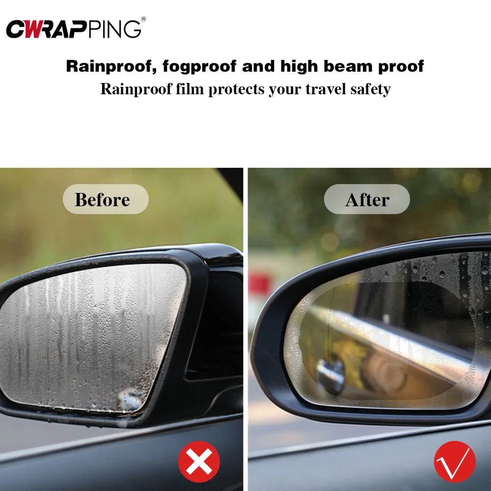 4PCS Car Rainproof Film Waterproof Car Stickers Anti-fog 2 Auto ...