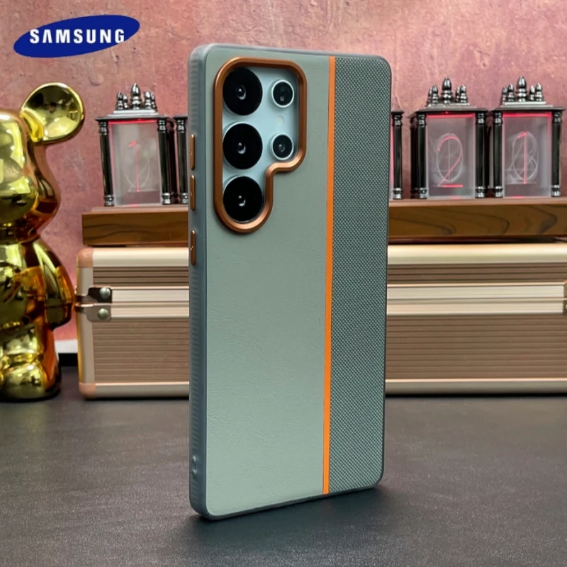 Luxury Leather Magnetic Case with Wireless Charging and Shockproof Alloy Lens Protection