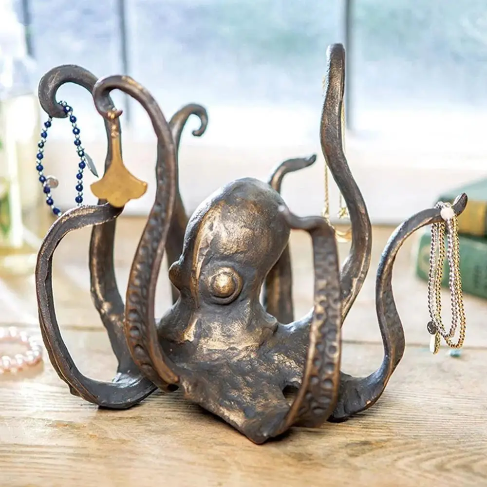 

Creative Octopus Statue Resin Octopus Sculpture Crafts Cup Holder Pendant Tea Cup Holder Ornament Gift Home Office Ornament