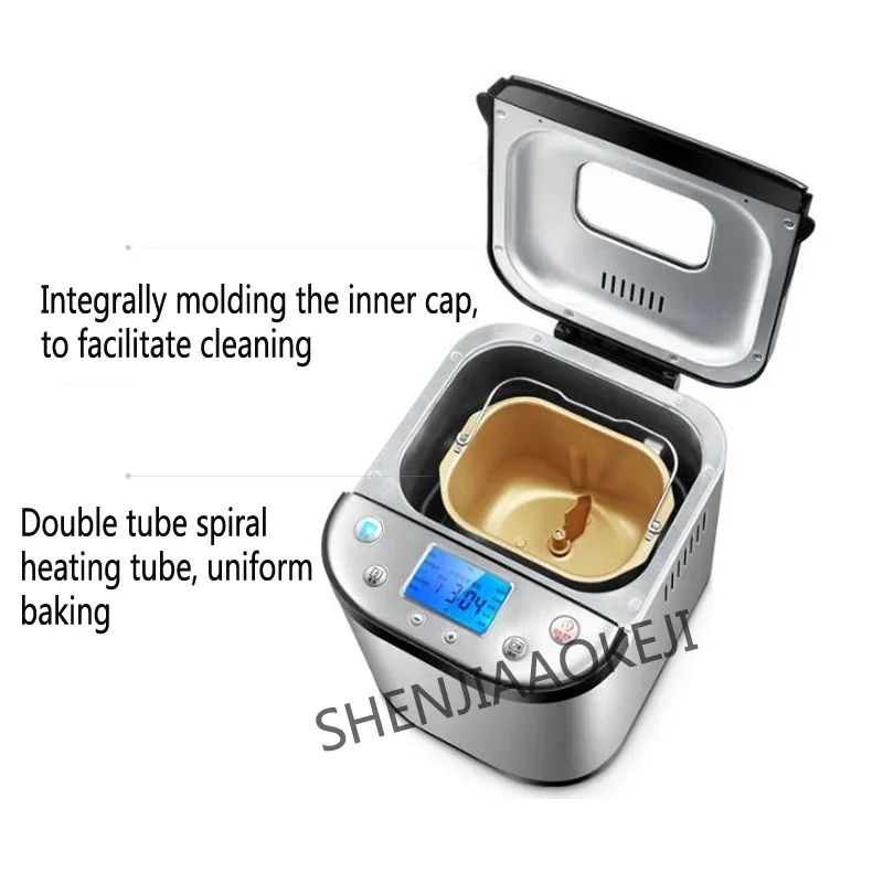 Bread machine 1000g Double tube LCD Stainless steel Fully automatic multifunctional smart dough yogurt cake maker 220V 3