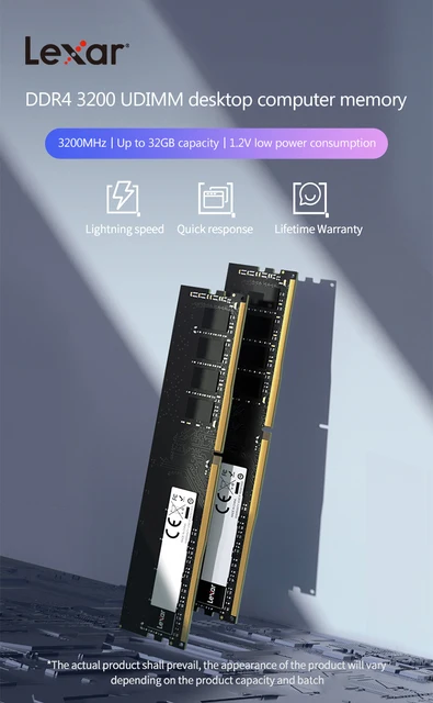 Lexar 16GB DDR4 3200Mhz UDIMM Desktop PC Memory Ram