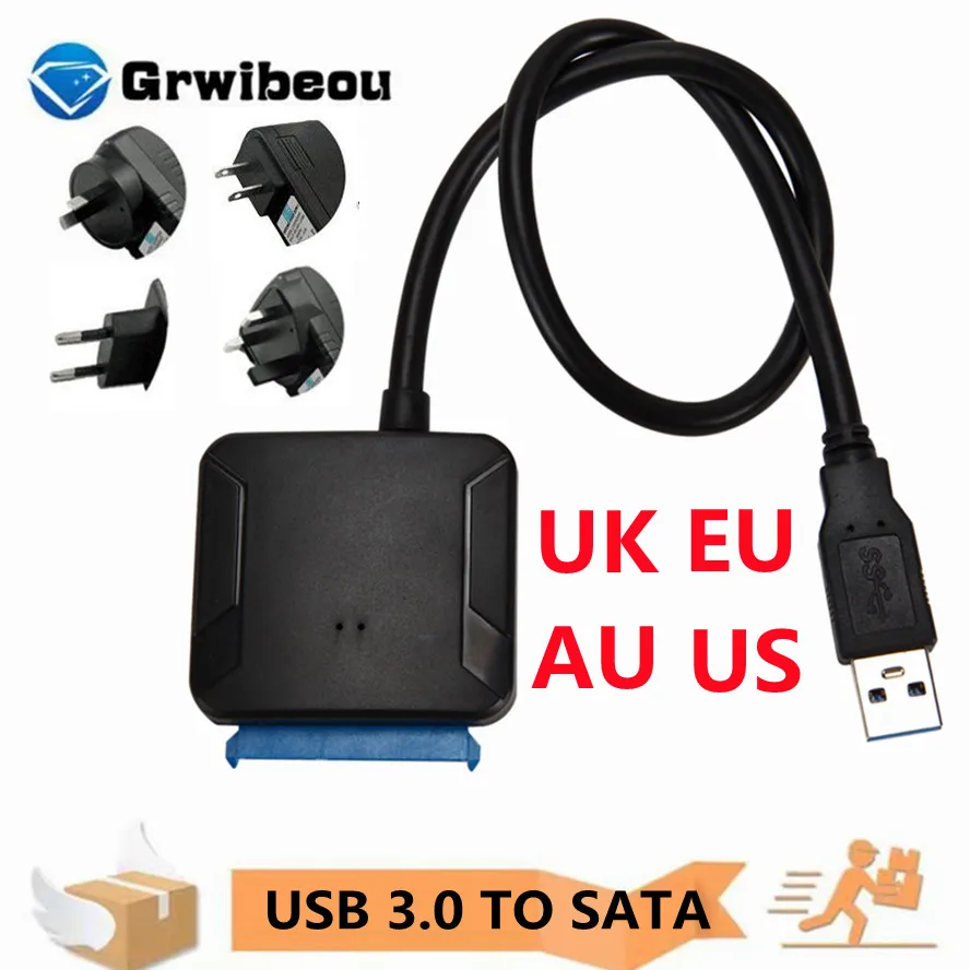 

GRWUBEOU USB 3.0 To SATA 3 Cable Sata To USB Adapter Convert Cables Support 2.5/3.5 Inch External SSD HDD Adapter Hard Drive