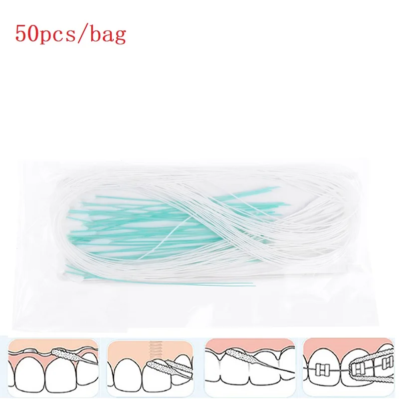 

50pc Floss Threaders Toothpick Tool Floss Threaders Tooth Floss Holders Between Orthodontic Braces Bridge Hilo Dental Oral Clean