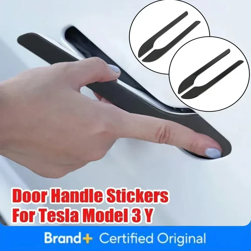 For Tesla Model 3 Y Carbon Fiber ABS Styling Premium Durable Accessories model3 2024 Car Door Handle Cover Protector Sticker