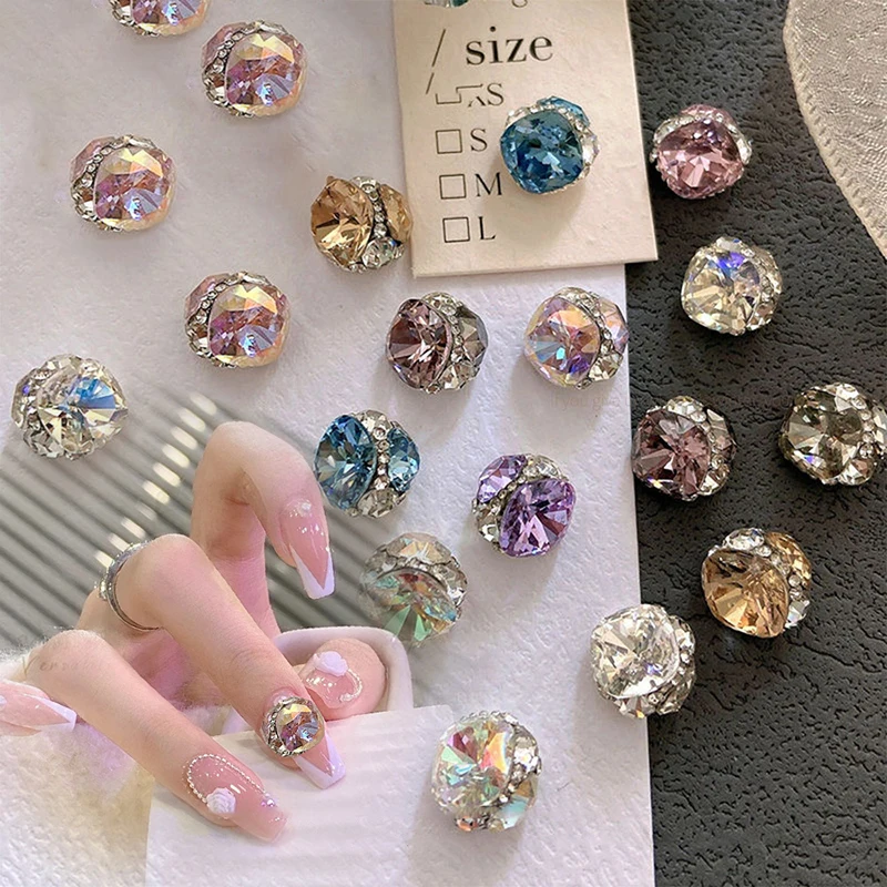 Gioielli Per Unghie Light Luxury Fat Square Handmade Pile Diamond Ball Finito Esplosivo Super Flash Crystal Nail Diamond Accessori