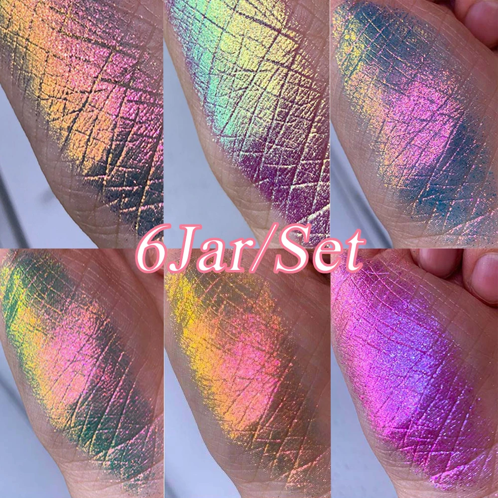 Chameleon Aurora Chrome Nail Powder 6-Color Mica Pigment Suit For Eyeshadow Nail Gel Makeup Party Festival Powder 6Jar/Set nail powder nail pigment mica powder nail powder set color shift pigment powder reflective powder