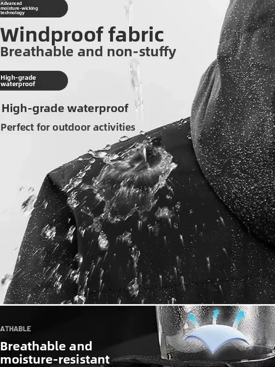 Outdoor Men's Jacket 2025 Spring Autumn New Style Loose Workwear Windproof Waterproof Coat Couple Outerwear Polyester Elastic... - 5