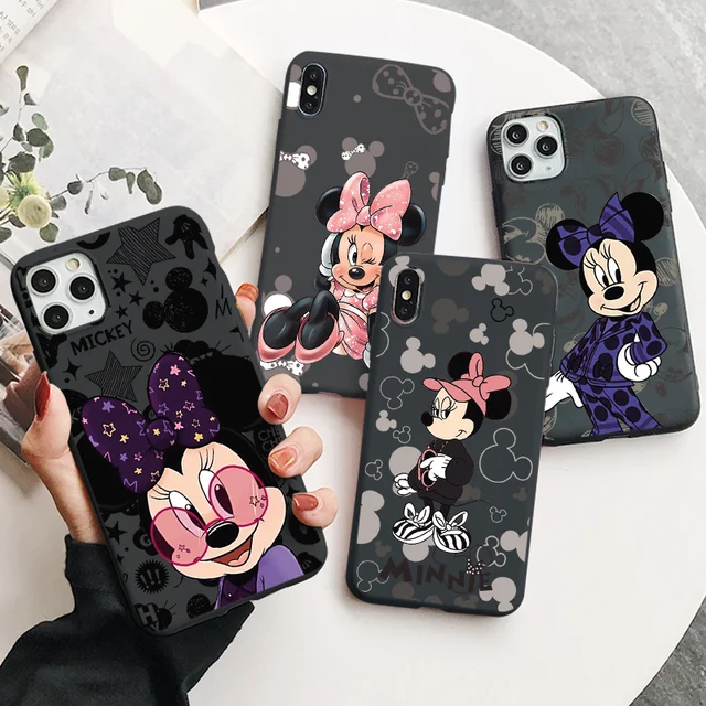 Disney Minnie Mouse For Apple iPhone 15 14 13 12 11 Pro Max Mini XS X XR 7  8 6 Plus 5S Silicone Black Phone Case Coque Capa - AliExpress