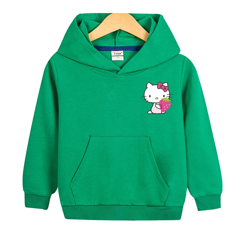 thumbnail image 1 of Hello Kitty-suéter con capucha para niña, suéter con estampado de dibujos animados de algodón puro, Top deportivo cómodo e informal, ropa para bebé, 1 of 5