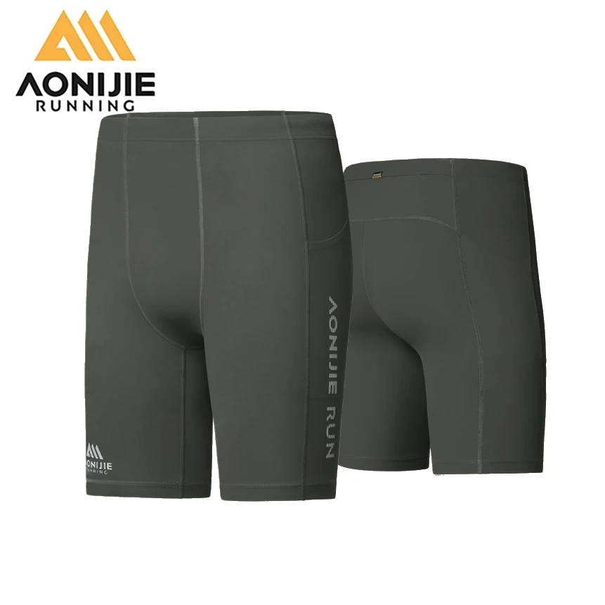 AONIJIE Men Sports Tight Shorts Quick Drying Gym Training Pants Marathon Cross Country Running Gym Soccer