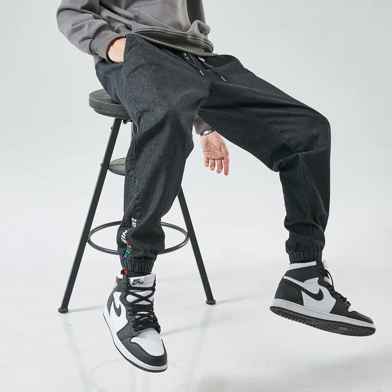 2024 Plus Size Men's Jeans Fashion Casual Jogger Harem Denim Pants Hip Hop new elastic waist jeans Male Trousers 2