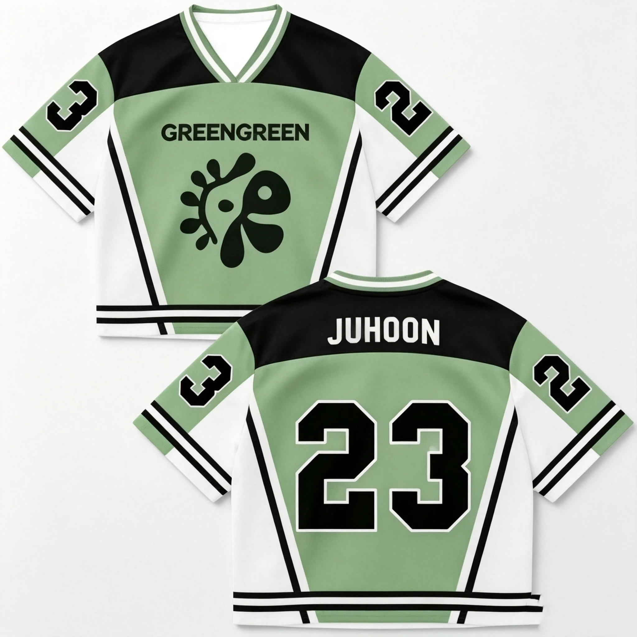 Grünes Blitzmuster Cortis Fotoalbum 3D-Druck Familien-Kurzarmshirt Martin James Charity Poster Freizeit-Sportshirt