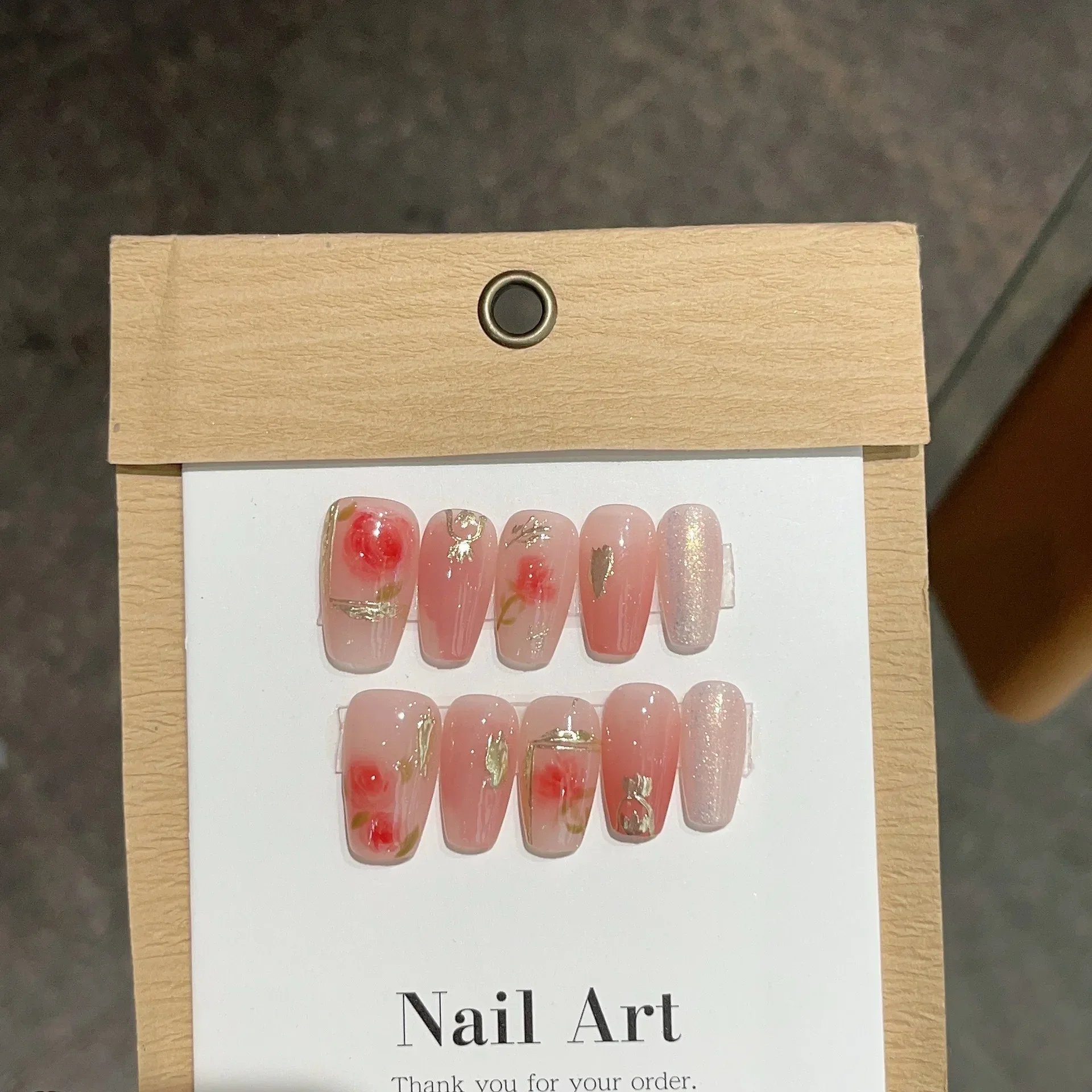 Fake Nails 10Pcs Set Butterfly Handmade Press On Long Ballet Decoration Pearl Wearable Manicure Tips Art