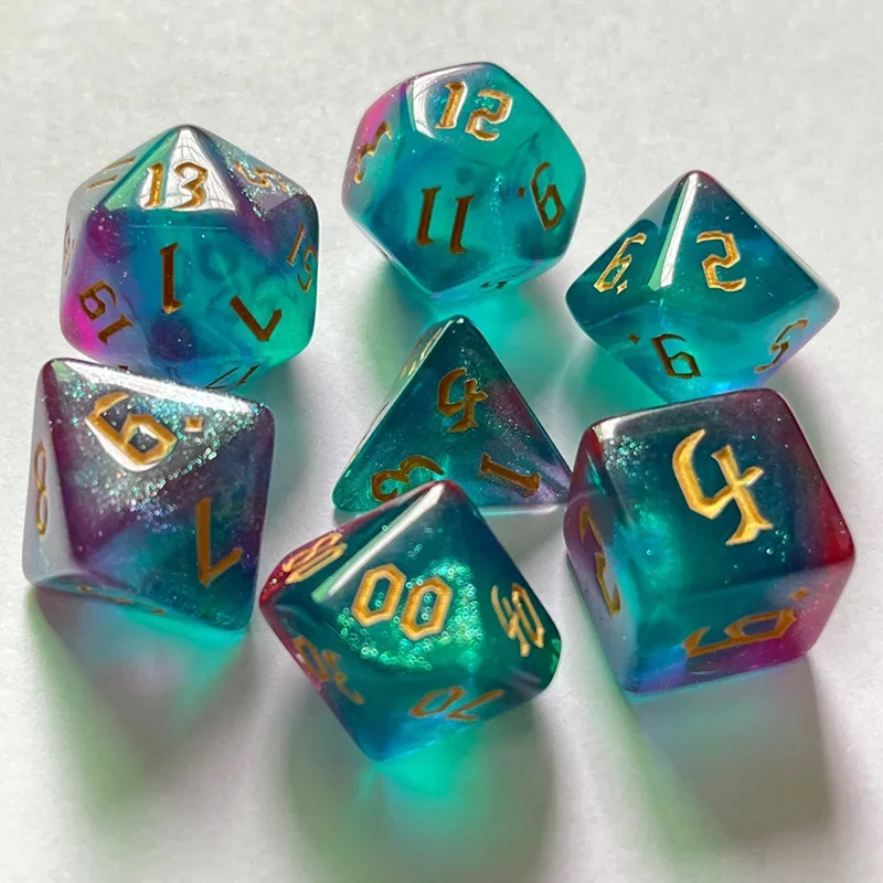 7pcs/set Bicolor Chameleon Multiaspect Dice Set Board Games Accessories acrylic dice game dice dice set