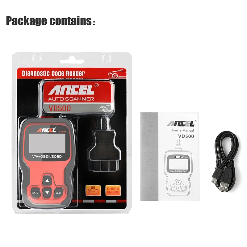 Ancel VD500 OBD2 Code Reader Car Diagnostics Full System Scan Airbag ABS Oil EPB OBD 2 Diagnostic Automotive Scanner Tool