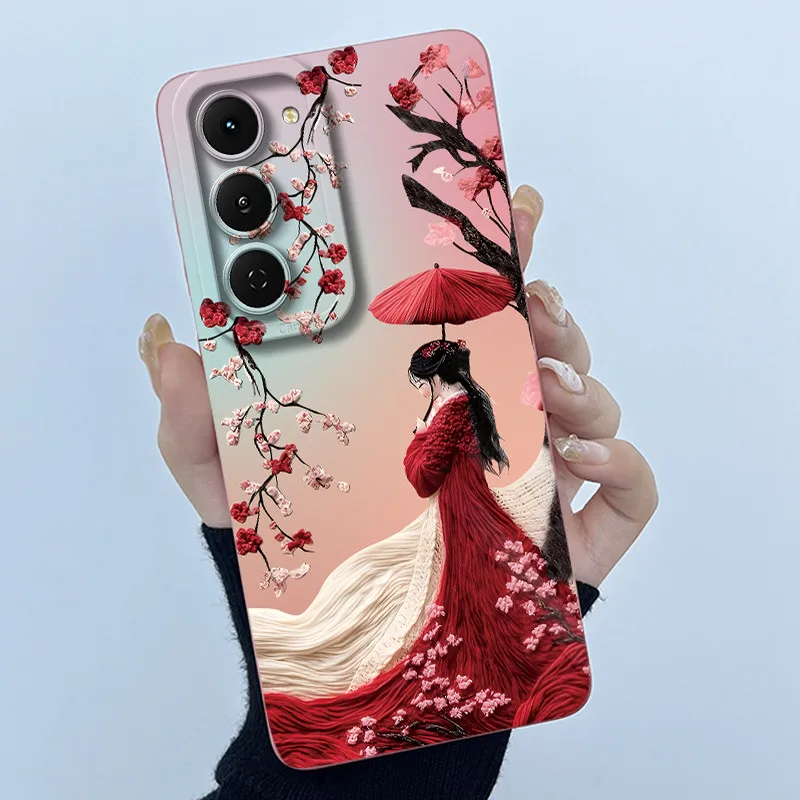 Fashion Simplicity Panda Flower Liquid Silicone Shockproof Soft Phone Case with Lens Protection