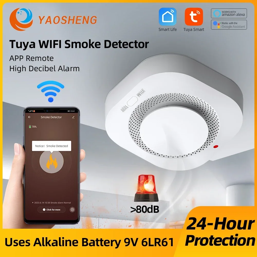 

NEW Tuya Zigbee Smart Smoke Detector, Smart Life APP Fire Alarm Sensor Home Security System Firefighters Work for Gateway Hub