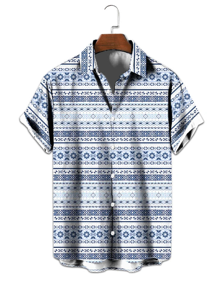 

2024 Summer Men's Shirts Simple Personalized 3D Printed Shirts Beach Party Large Size Men's Shirts Popular Street Shirts