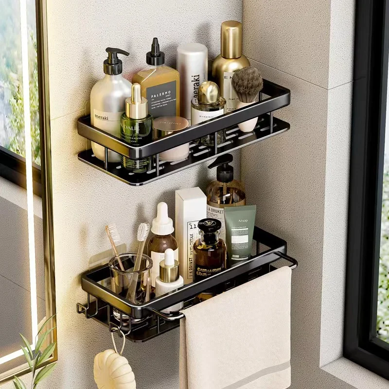 NoDrillBathroomShelfSpaceAluminumBathroomShelvesShower