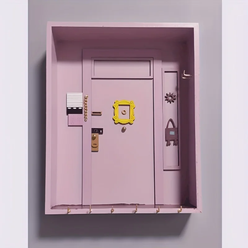 1pc Wooden Key Holder - Elevate Your Home Decor With This Stylish Wooden Purple Entry Door Key Rack Wall Hooks Key Hanger 5