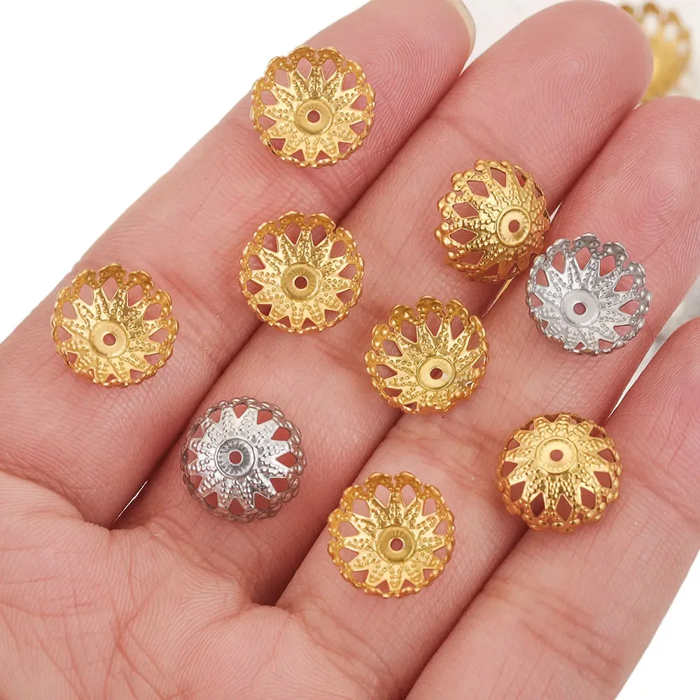 18k Gold Plated Filigree Bead Caps For Jewelry Making Supplies Handmade DIY Beading Accessories 2