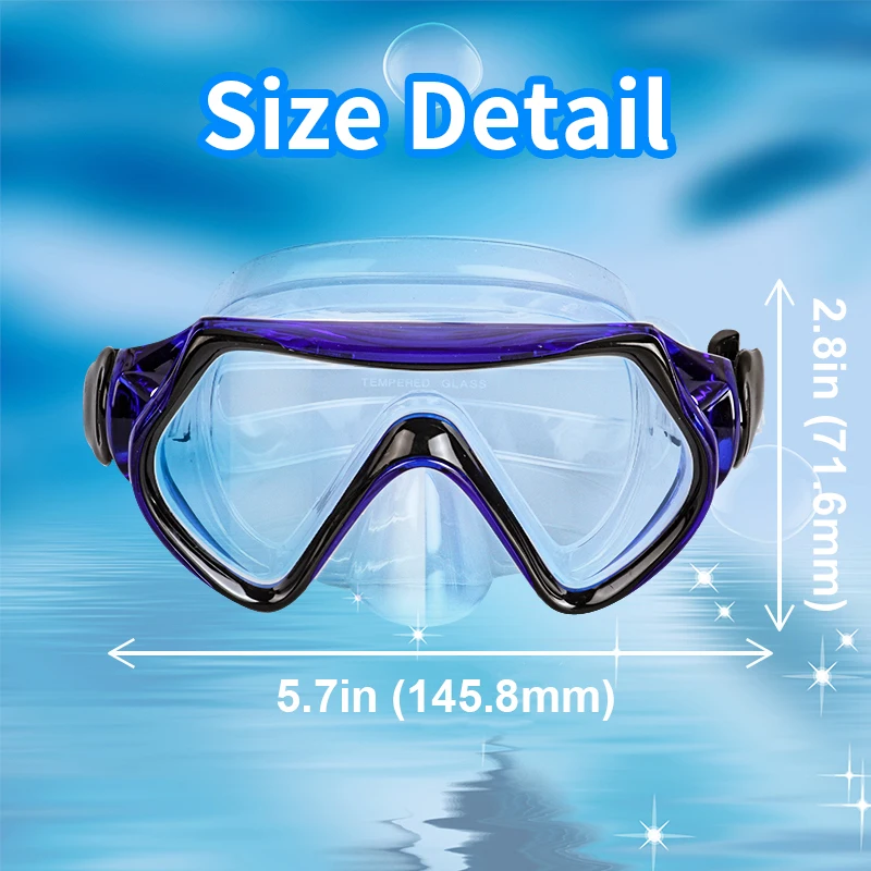 Diving Mask Swimming Goggles Scuba Diving Waterproof Silicone Skirt Panoramic HD Tempered Glass Anti-Fog Nose Cover