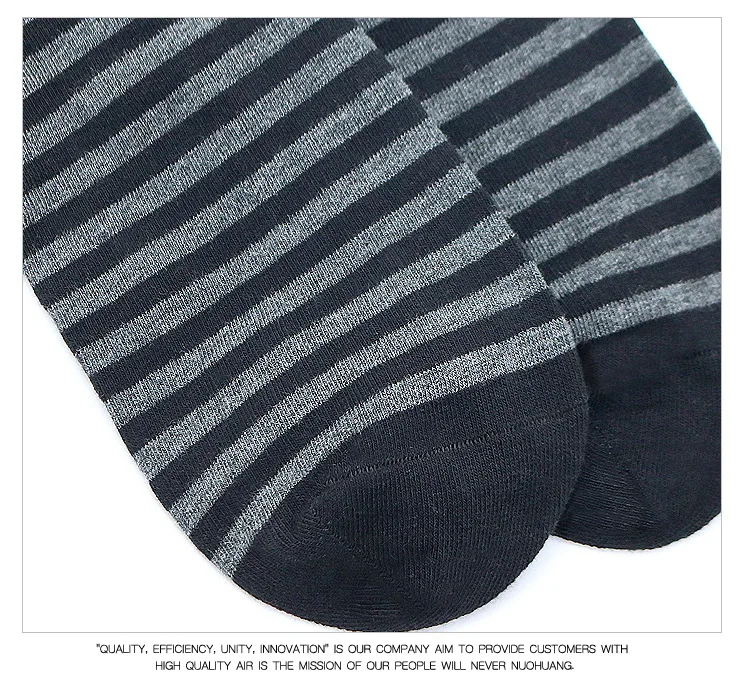 Men's Long Socks Pack - 5 Pairs Striped & Solid Black Cotton Crew Socks | Comfortable Plus Size EU40-47