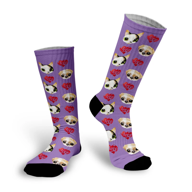 Printed Socks Personal Customized Avatar Printed Socks for Men Women Fashion Funny Cotton Long Socks for Children