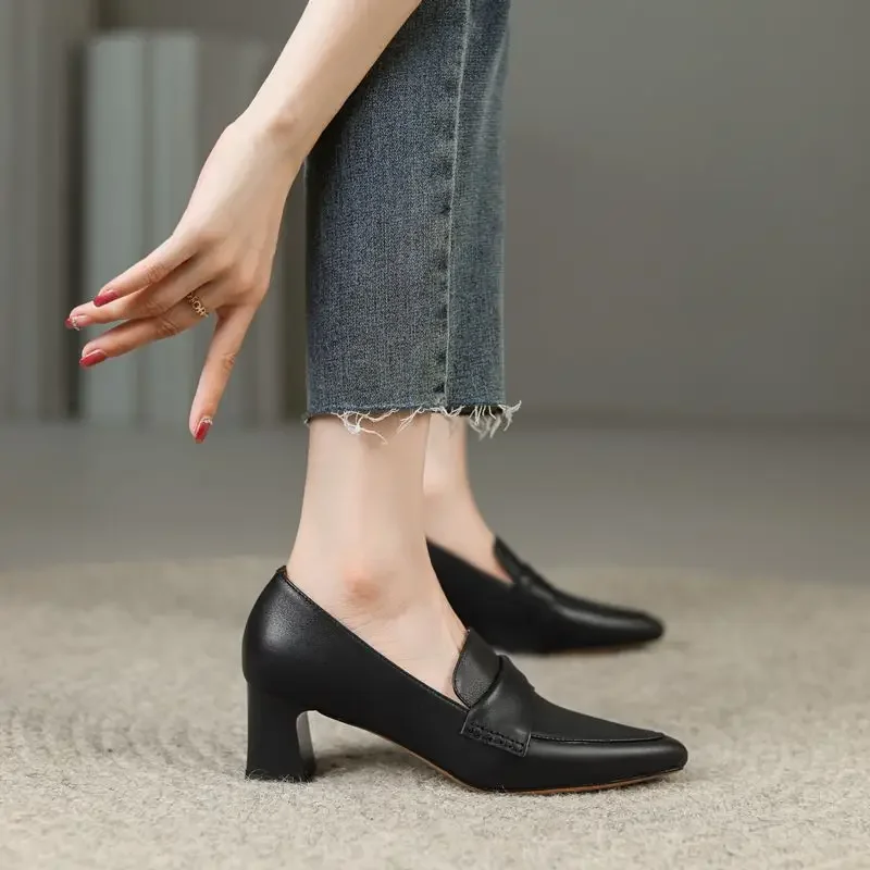 2023 New Women Pumps Pu Leather Work Shoes Soft Chumly High Heels Women  Pointed Toe Pumps Casual Slip on Solid Heels Women Shoes - AliExpress 322