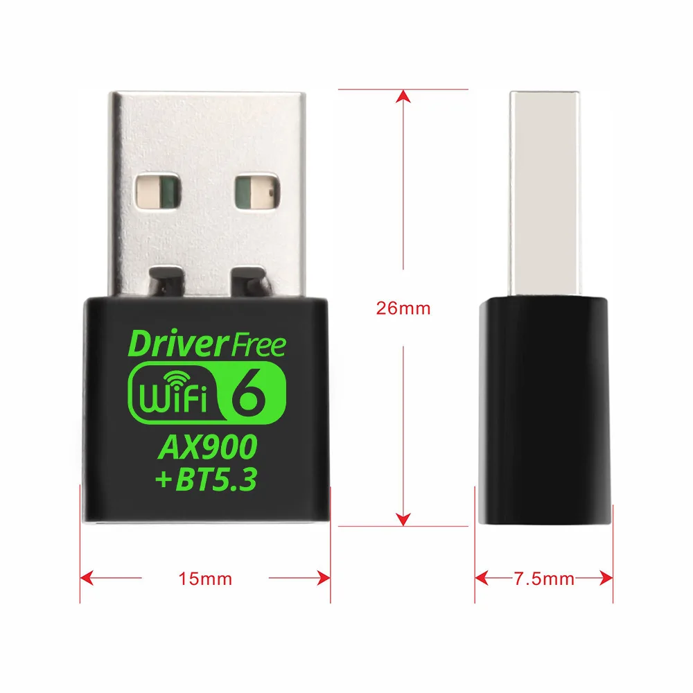 AX900 USB WiFi 6 Bluetooth 5.3 Adapter 2in1 Dongle Dual Band 2.4G&5GHz USB Network Wireless Wlan Receiver For Win 10/11