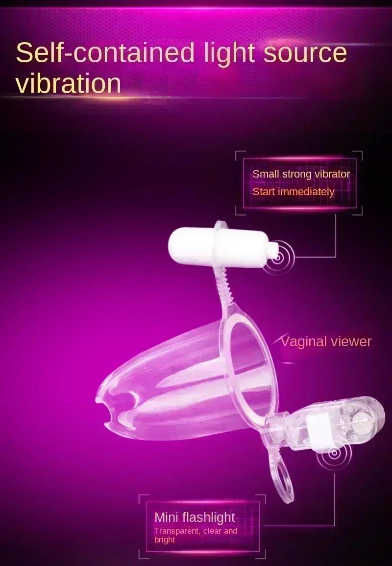 Vibrating Colposcopic Dilator Examination of Wide Vaginal Device with Light Source Searchlight Endoscope Transparent Vagin 1pcs