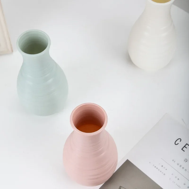 Home Decoration Plastic Flower Vase White Imitation Ceramic Flower Pot Basket Nordic Decoration Vases for Flowers flower vase