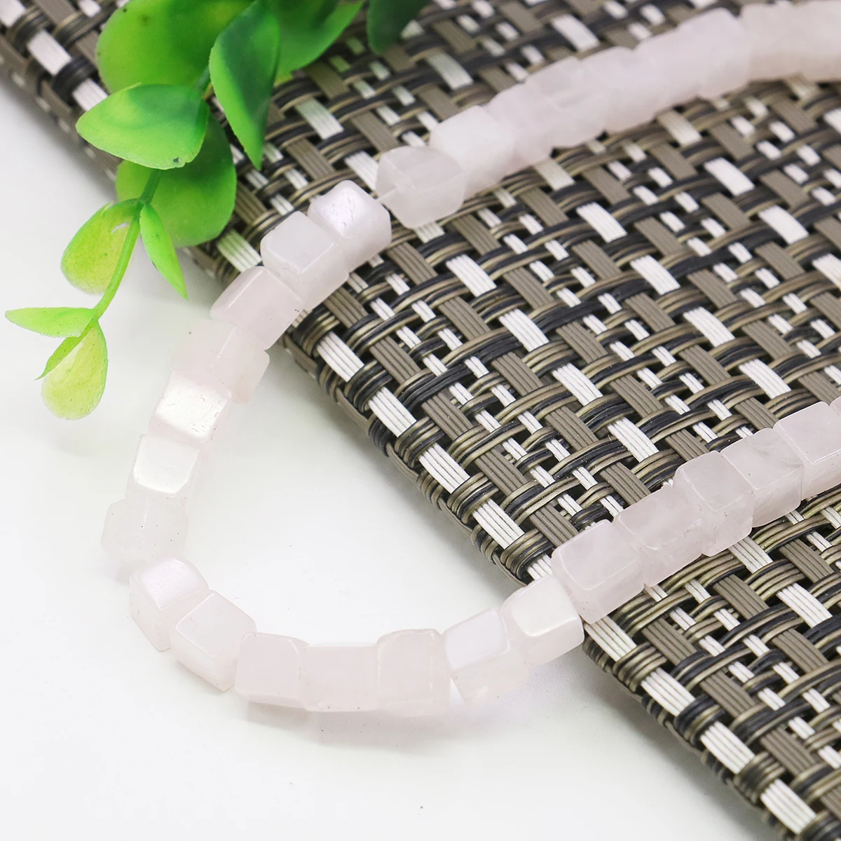 6mm Natural Square Block Pink Chalcedony Powder Crystal Loose Beads Jade Gemstone 15 inch, Jewelry Stone Jewelry Making Design