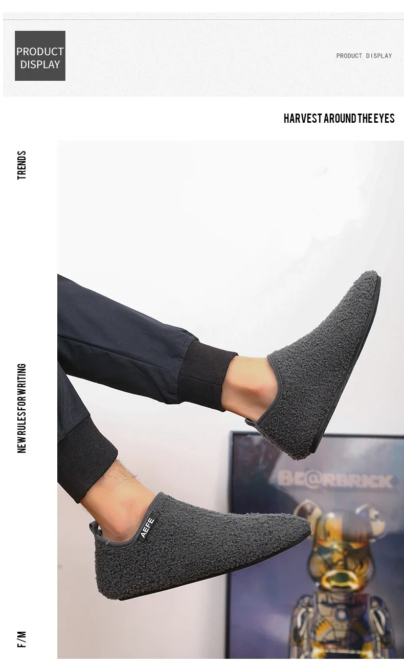 S8d6be9be5b6c49db941f9a2de6fb2b1b8 Warm Lightweight Cotton Slippers for Men Plush Winter Home Loafers
