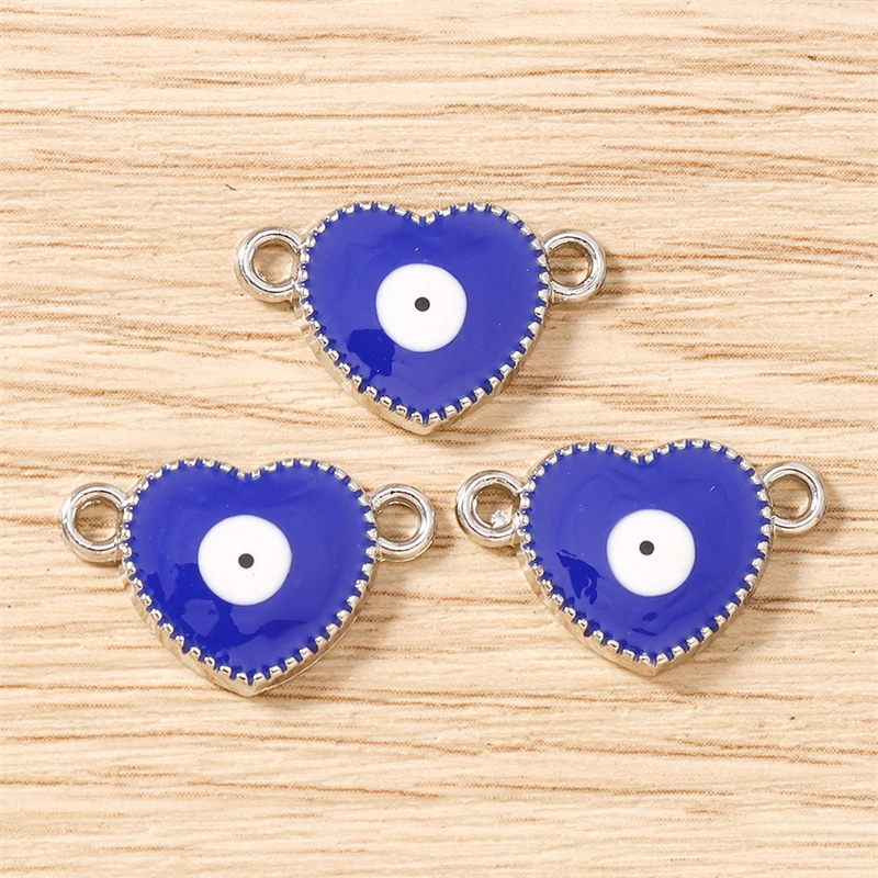 10 Stück 20 x 13 mm niedliche bunte Emaille-Liebesherz-Anhänger-Verbinder für die Schmuckherstellung, DIY-Halsketten, Armbänder, handgefertigte Bastelgeschenke – Detail 14
