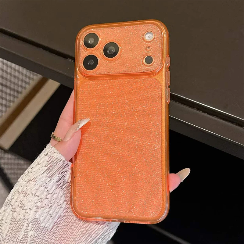 Luxury Bling Glitter Shockproof Transparent Phone Case with Large Window Design