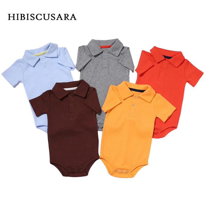 Summer Baby Boy Girl Rompers Turn-down Collar Infant Newborn Cotton Clothes Jumpsuit For 0-2Y Toddlers Bebe Outfits 1
