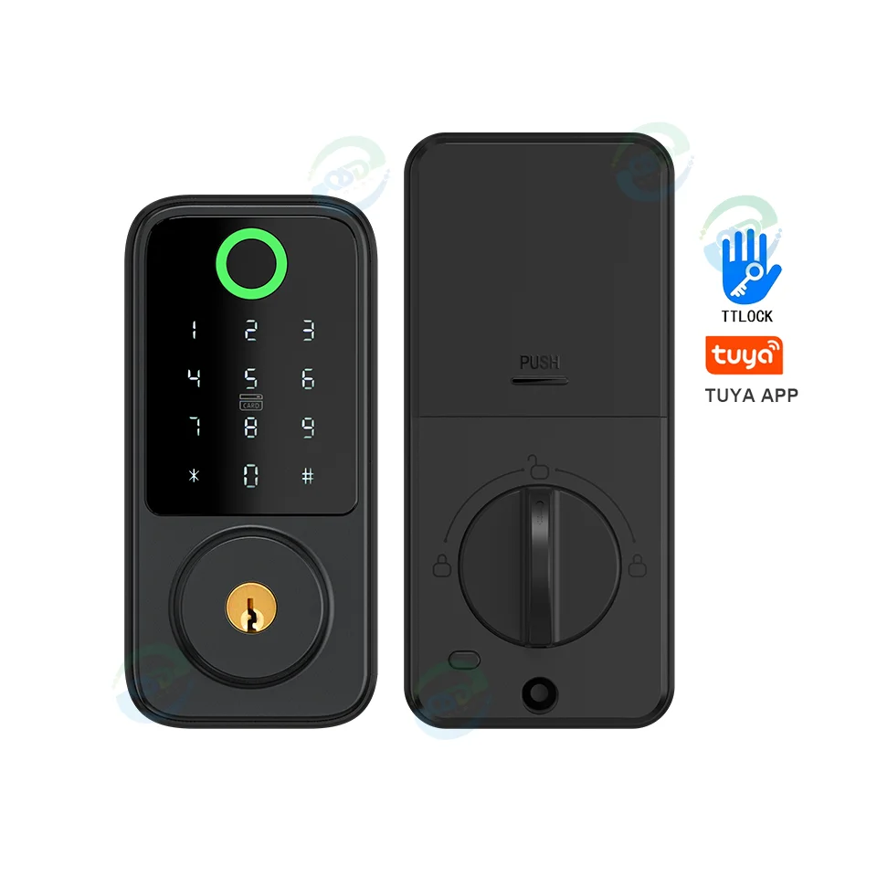 

High Security Fingerprint Auto Deadbolt Lock TTlock Tuya APP Electric Bolt Digital NFC Password Keyless WiFi Smart Door Lock