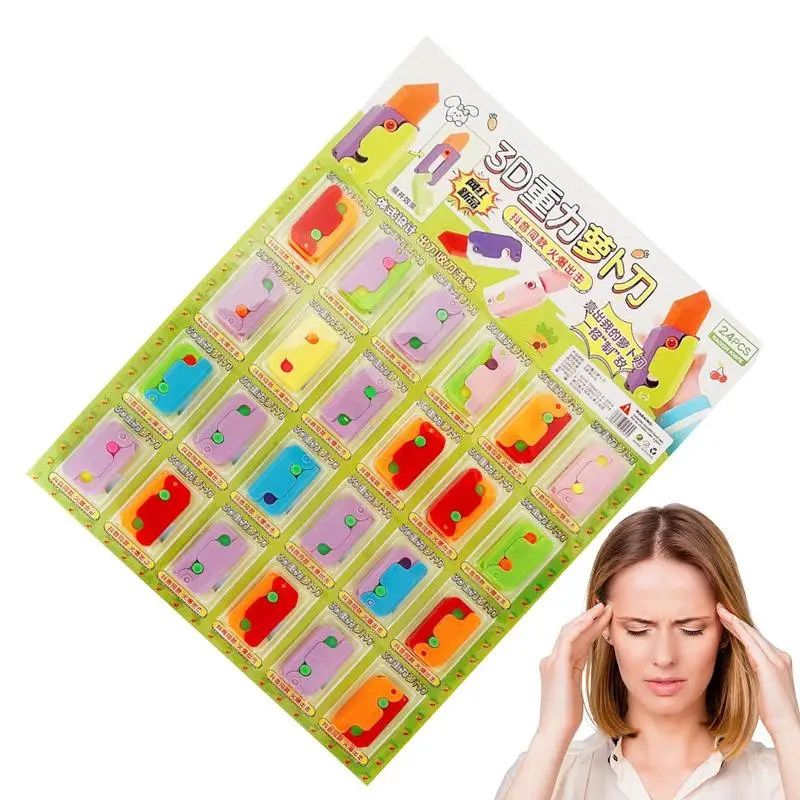 

24pcs funny Waterproof 3D Printed Gravity Relaxing Toy Mini Kids Fingertip Sensory Toys Knife Children Stress Relief Fidget Toys