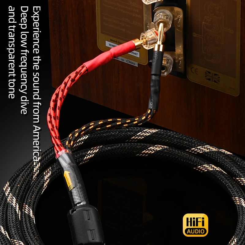 Audio Speaker Cable One pair HiFi Speaker Cable High Purity 6N OFC Core with Banana and Y 24K Gold Plug for Amplifier Speaker