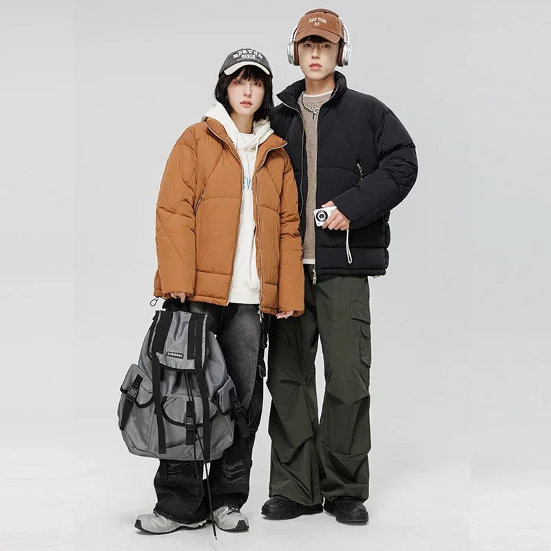 Lovers' Cotton Clothes Stand Collar Warm Wind-proof Fashion Simple Design Loose Version Fabric Comfortable Skin-friendly Coat