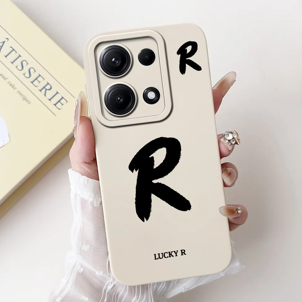 4G For Redmi Note 14 14S 14Pro Back Cover For Redmi Note 14 Pro 4G Case Simple Fashion A-Z Letters Pattern Design Silicone Funda