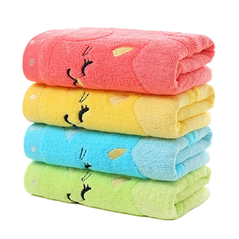 

1pcs Children Towels Comfortable Bamboo Fiber Super Soft Kids Cute Kittens Strong Water Absorbing High End Towel High Quality