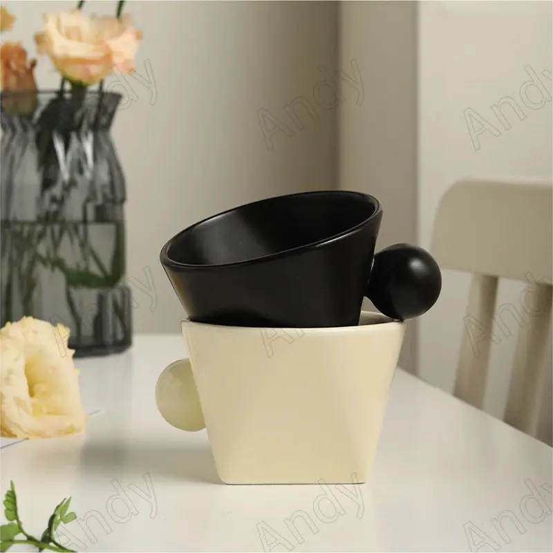 

Northern Europe Ceramic Mug Living Room Desktop Afternoon Tea Coffee Cup Geometric Shape Breakfast Milk Cups Home Decoration
