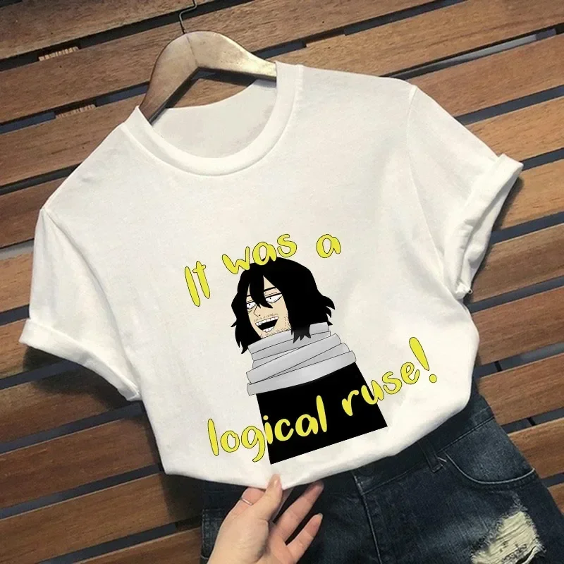 Not Today Shota Aizawa Eraser Head My Hero Academia Print Harajuku Top Damen T-Shirts Lässige Damen Basic O-Kragen Kurzarm – Detail 10