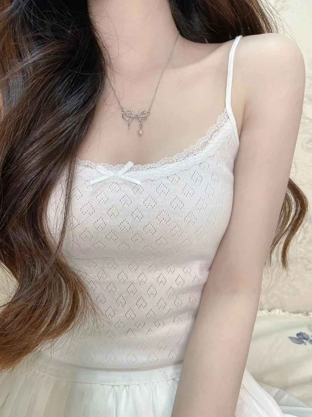 섹시한 순수한 욕망 심장 자수 레이스 자른 탱크 탑 여성 의류 여름 새 스타일 꽉 피팅 허리 장착 슬리브 탑 