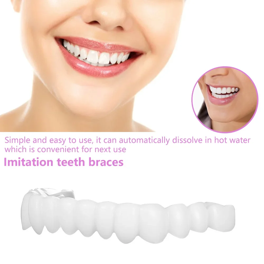 Upper Lower Fake Teeth Cover Perfect Bright Veneers Comfort Fit Flex Dentures Braces Whitening Toy makeup toy,princess pretend toys