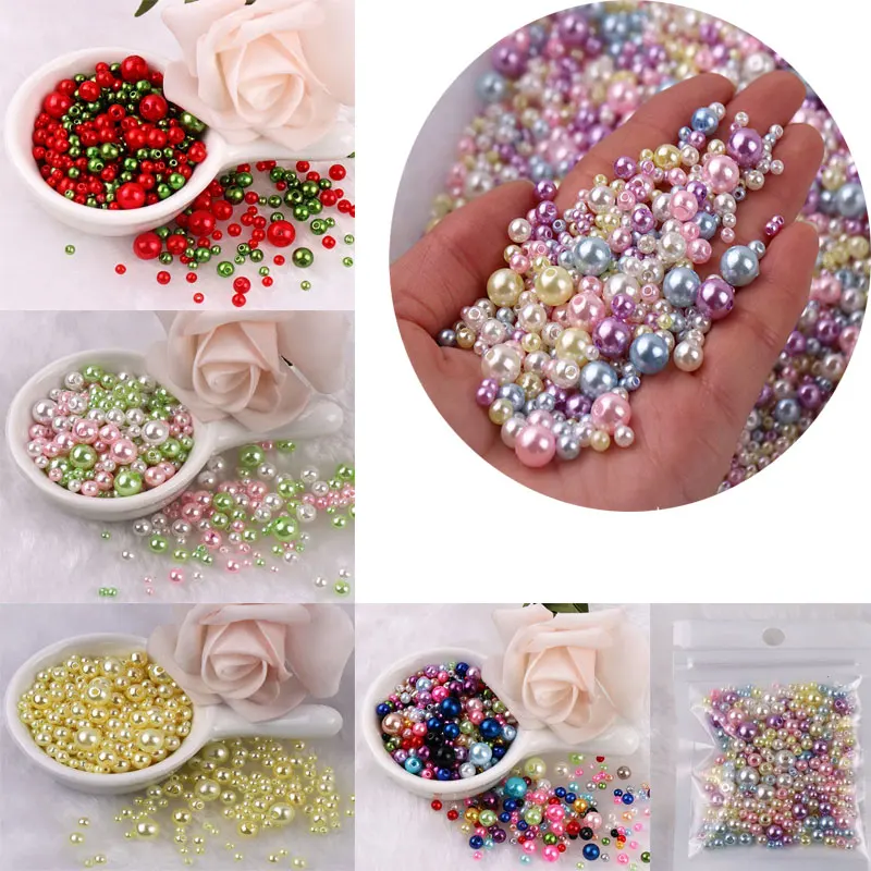 

150Pcs Colorful ABS Imitation Pearls Loose Spacer Round Beads With Holes Mix 3-8mm for DIY Bracelet Necklace Jewelry Making
