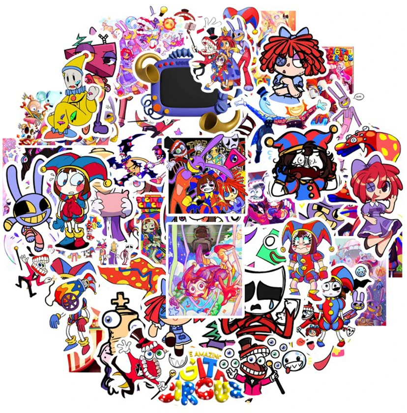 

10/50Pcs New Amazing Digital Circus Stickers Jax Pomni Decal Cartoon Anime Kids Stickers Phone Laptop Graffiti Skateboard Vinyl